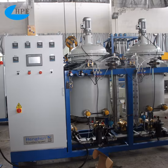 2개의 섞는 머리 지속적인 접착제 살포 가장자리 접합 폴리우레탄 거품이 이는 기계